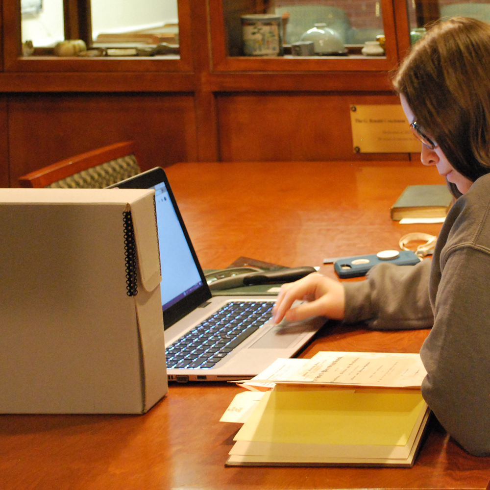 Student at table in Special Collections Reading Room